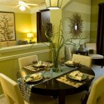 Brown and green dining room
